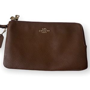 Coach Double Large Wristlet Wallet Brown